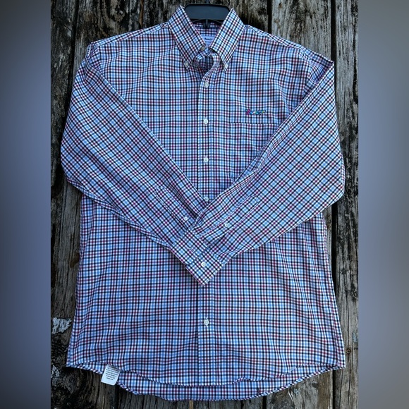 Country Club Prep Men’s Long Sleeve Button Down Medium Multicolored Plaid Shirt - Picture 3 of 5